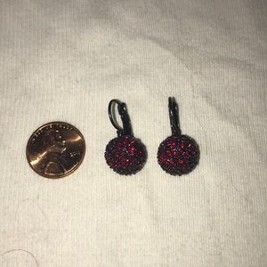 Lever back earrings red crystals